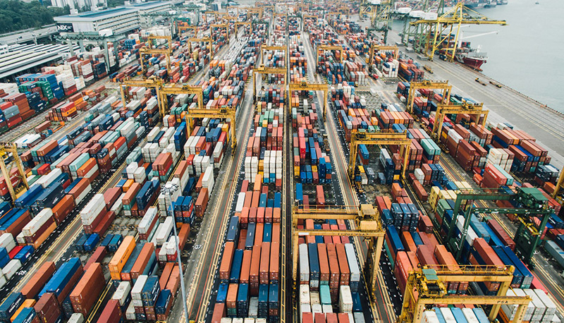 aerial photo of cargo crates in Bukit Merah, Singapore