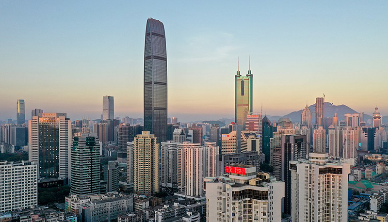 Skyline photo of Shenzhen, China.