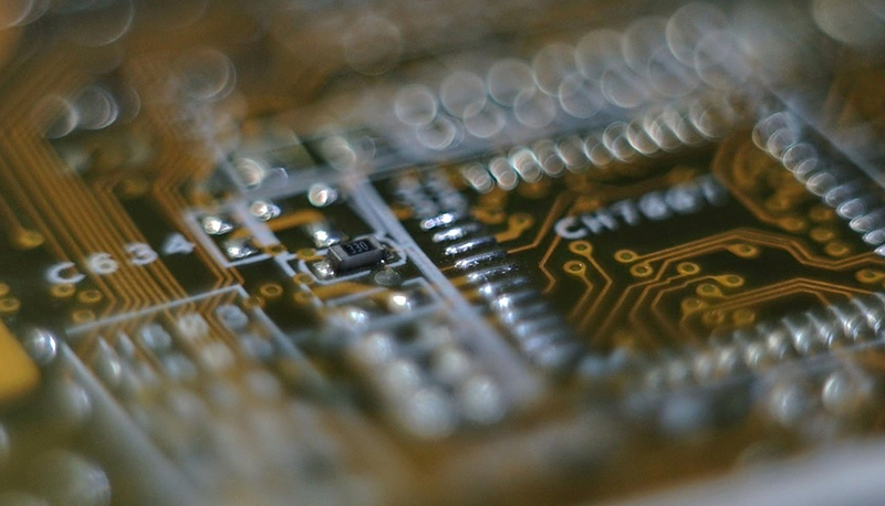 A close up of a computer mother board