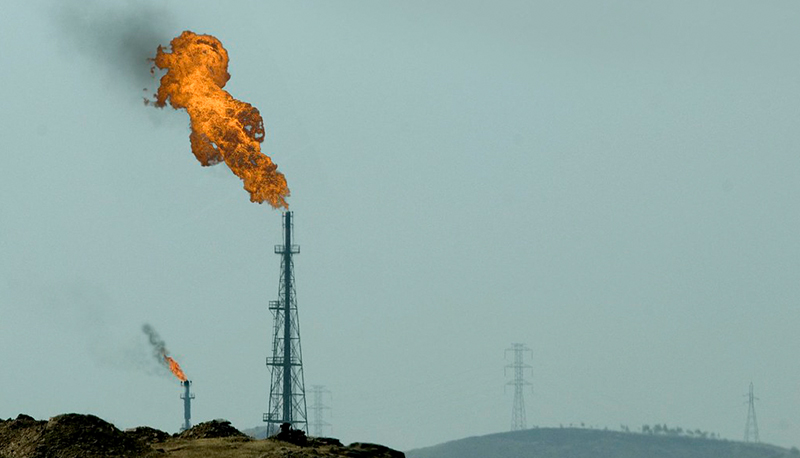 An oil field in Iran's Khuzestan desert